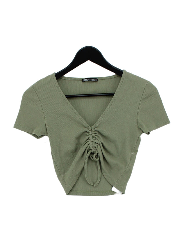 Zara Women's Top M Green Cotton with Elastane