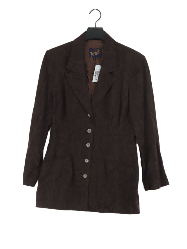 Monsoon Women's Blazer UK 14 Brown Viscose with Cotton, Linen