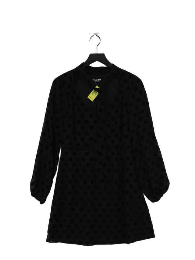 Fashion Union Women's Midi Dress UK 12 Black 100% Polyester