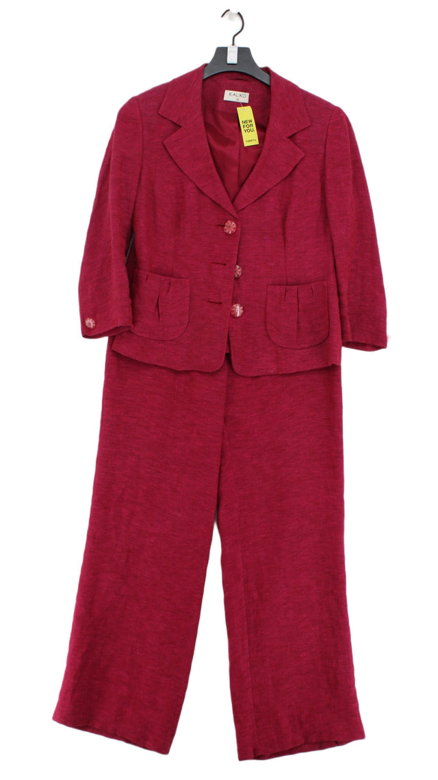 Kaliko Women's Two Piece Suit UK 10 Red Linen with Polyamide