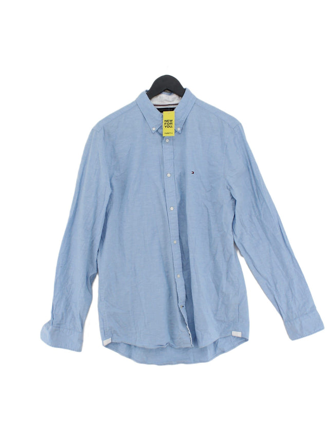 Tommy Hilfiger Men's Shirt XL Blue Cotton with Elastane