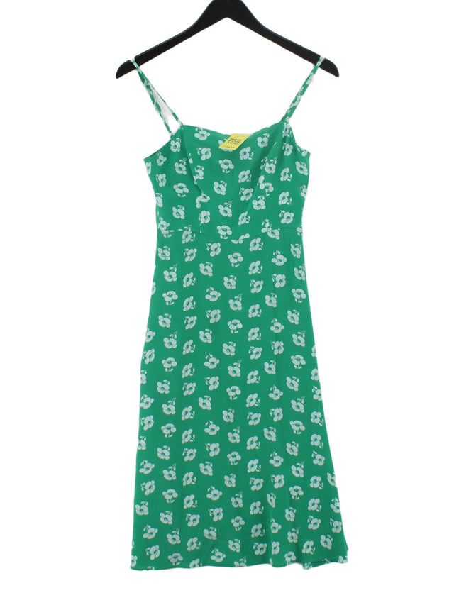 Tender Loving Care By HVN Women's Midi Dress UK 6 Green 100% Silk