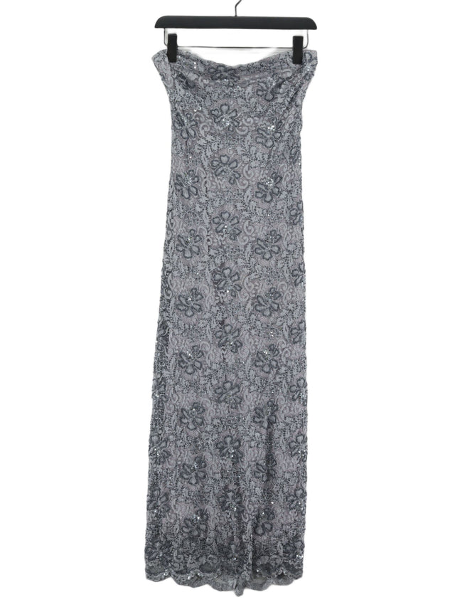 Phase Eight Women's Maxi Dress UK 10 Silver Viscose with Nylon
