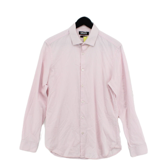 DKNY Men's Shirt Collar: 15.5 in Pink 100% Cotton