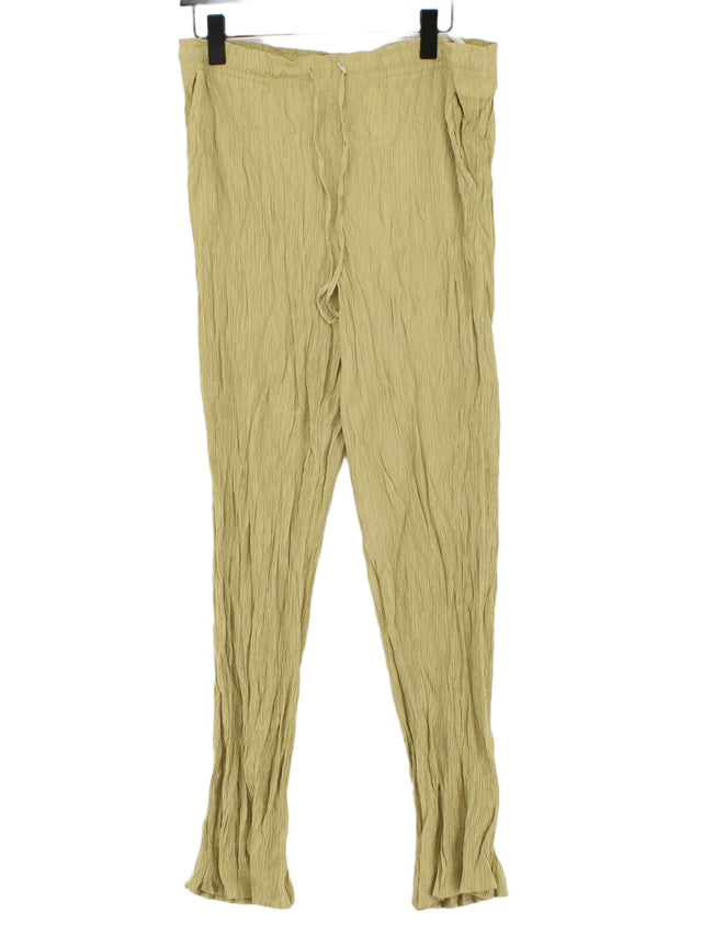 Zara Women's Trousers XL Yellow Viscose with Polyamide