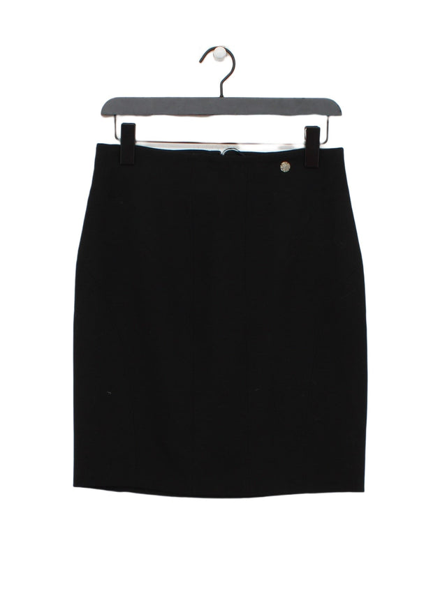 Versace Women's Midi Skirt UK 14 Black Polyester with Viscose