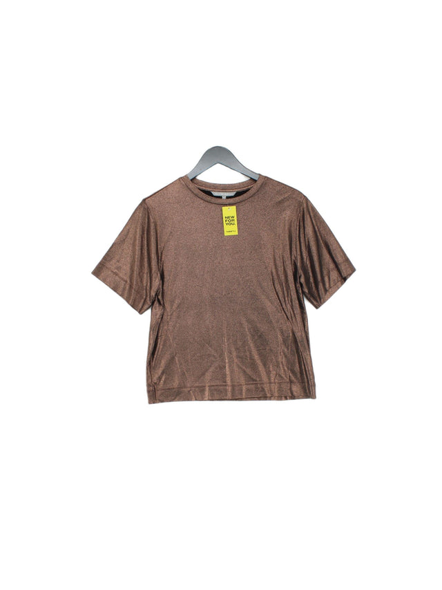 Oliver Bonas Women's T-Shirt UK 6 Brown Viscose with Elastane