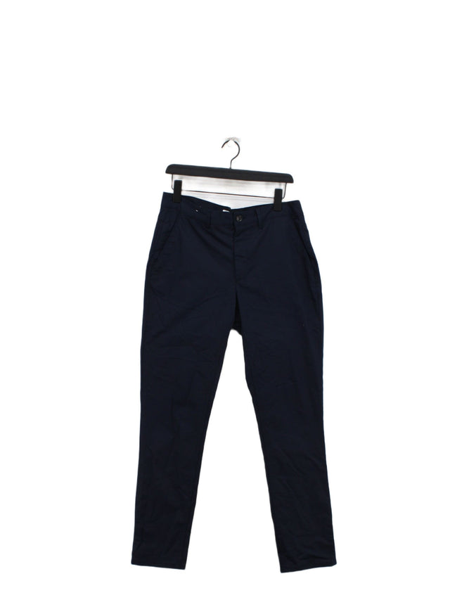 Zara Women's Suit Trousers UK 14 Blue Cotton with Elastane