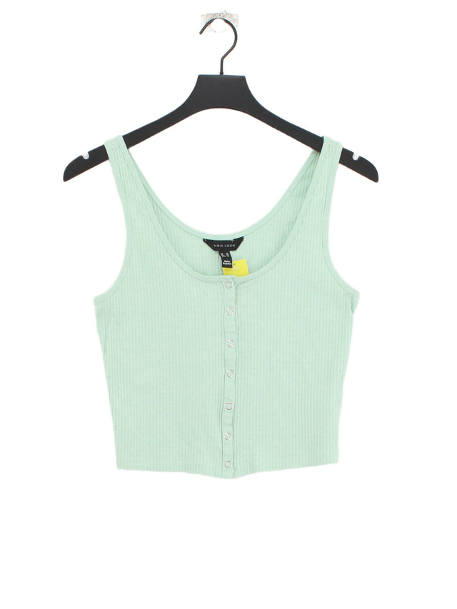 New Look Women's Top UK 12 Green Polyester with Cotton, Elastane
