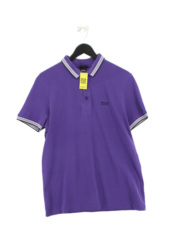 Hugo Boss Men's Polo L Purple 100% Cotton