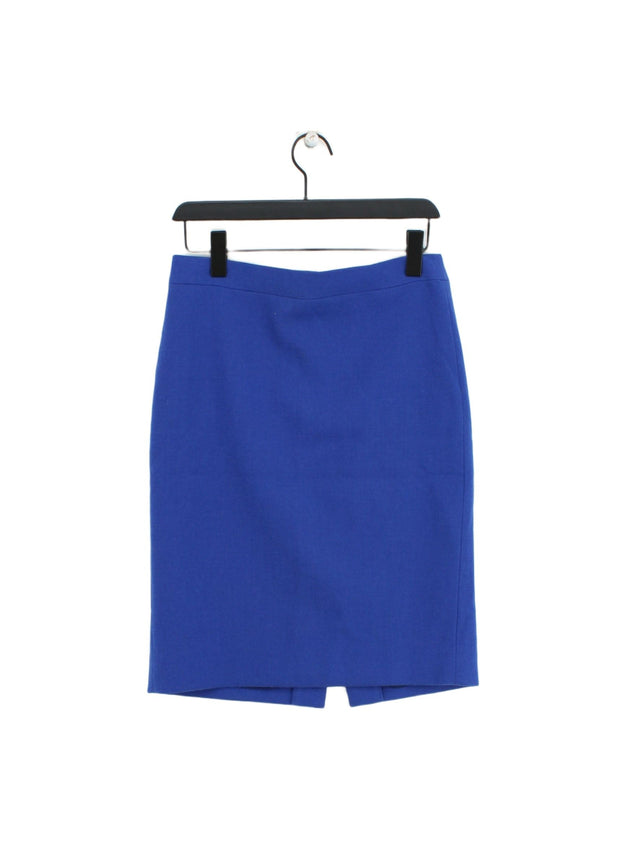 J. Crew Women's Midi Skirt UK 8 Blue Wool with Polyester