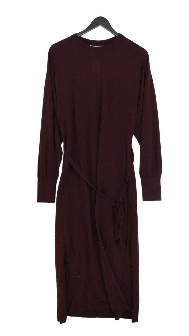 & Other Stories Women's Midi Dress L Purple Wool with Polyester