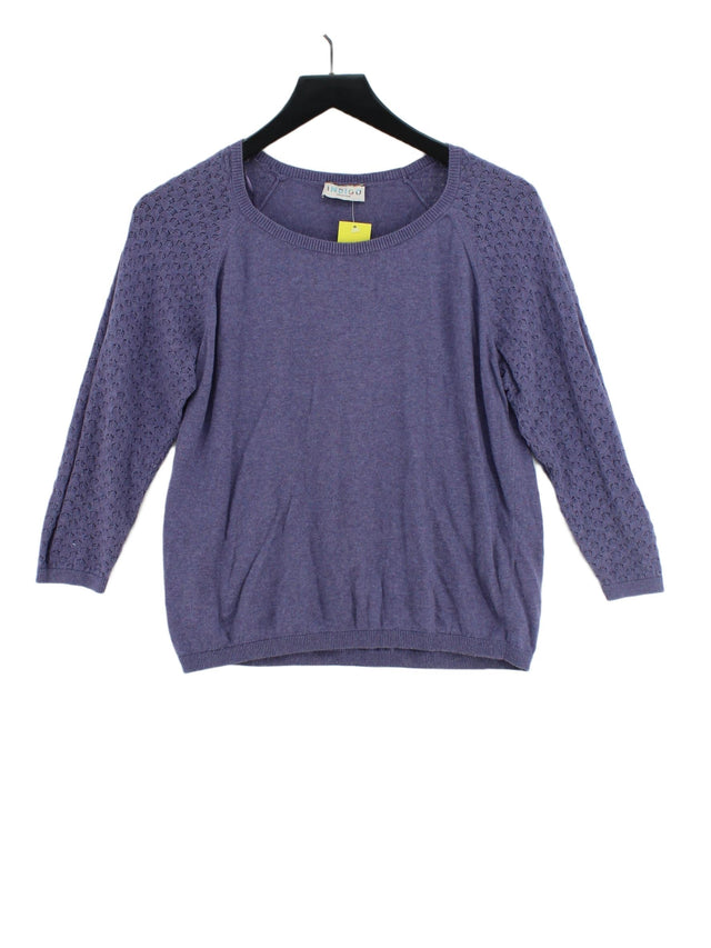 Indigo Women's Jumper UK 14 Purple 100% Cotton