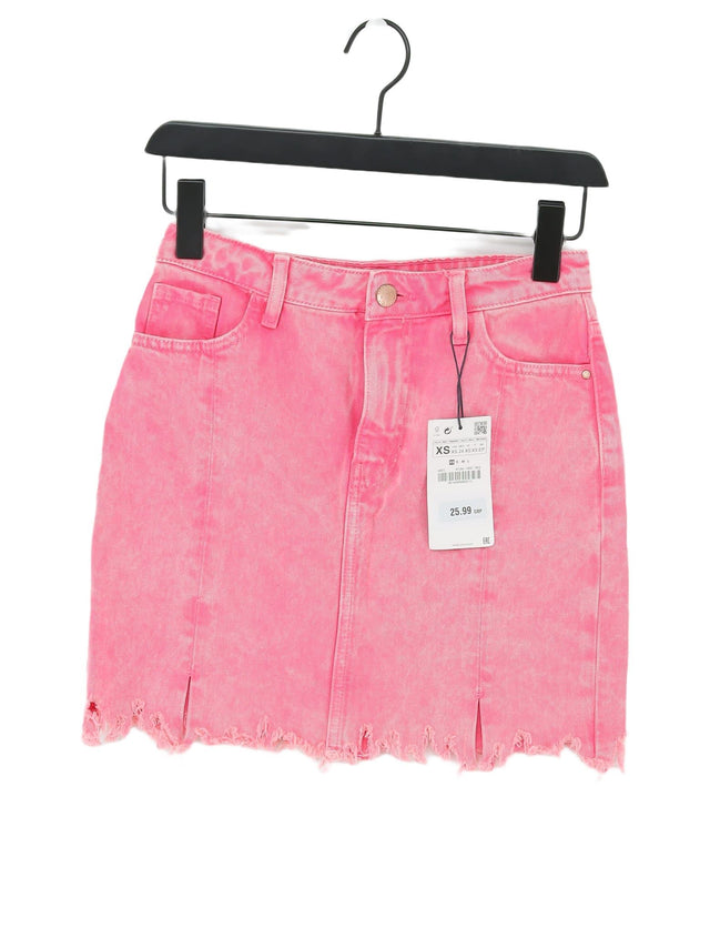 Zara Basic Women's Midi Skirt S Pink 100% Cotton