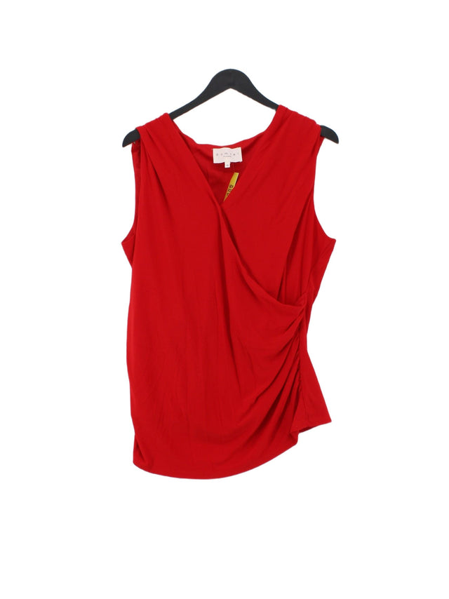 Damsel In A Dress Women's T-Shirt UK 18 Red Polyester with Elastane, Linen