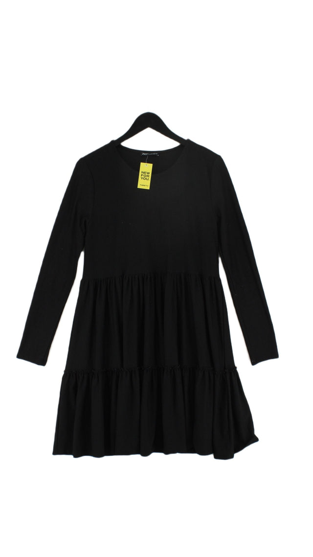 Zara Women's Midi Dress M Black Polyester with Elastane