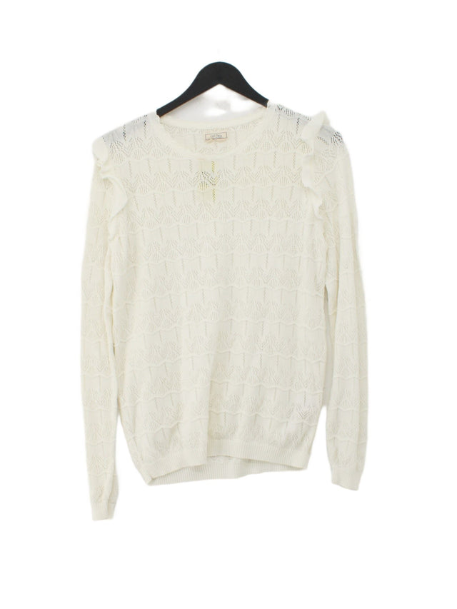 FatFace Women's Jumper UK 12 White 100% Cotton