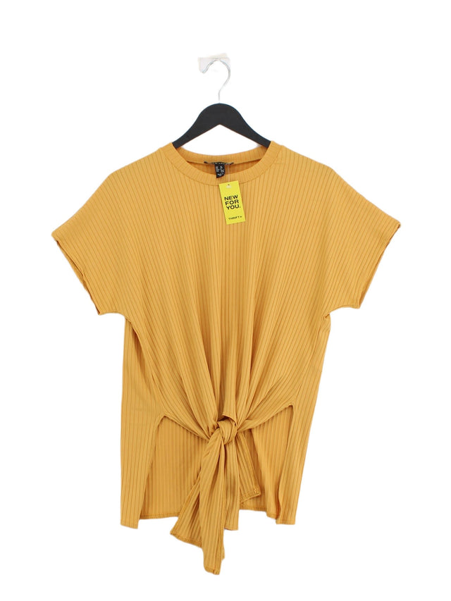 New Look Women's T-Shirt UK 10 Yellow Polyester with Elastane