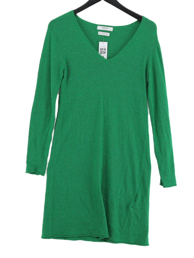 Replay Women's Midi Dress S Green Polyamide with Cashmere, Viscose, Wool