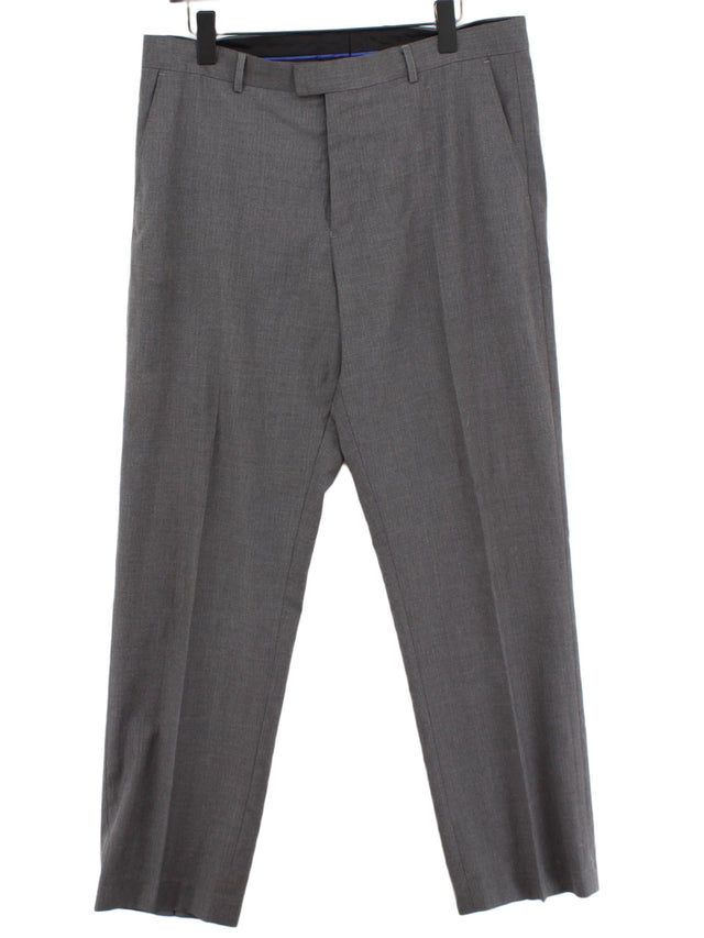 Burton Men's Suit Trousers W 36 in Grey Polyester with Viscose