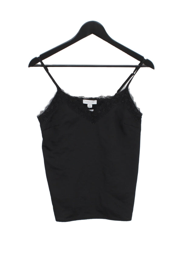 Topshop Women's T-Shirt UK 8 Black 100% Polyester