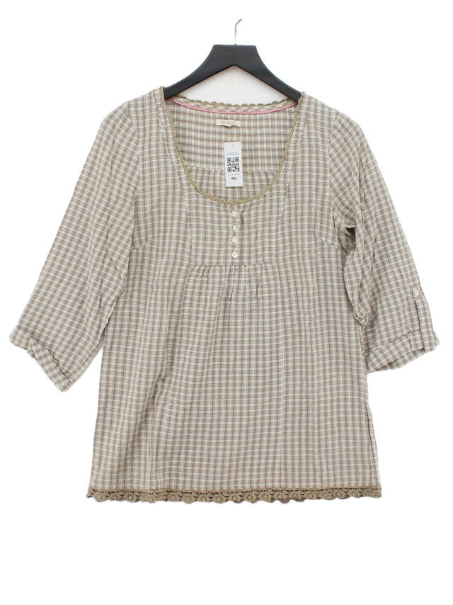 White Stuff Women's Top UK 12 Brown 100% Cotton