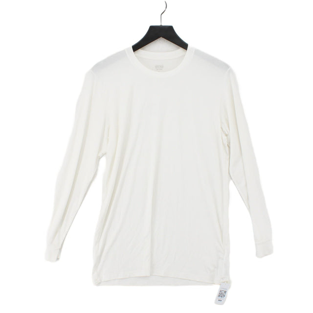 Uniqlo Women's Top L White Polyester with Acrylic, Elastane, Viscose
