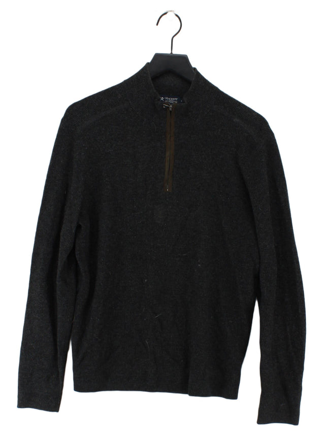 Hackett Men's Jumper M Grey Wool with Cashmere