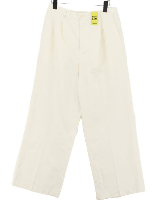 Uniqlo Women's Suit Trousers W 28 in Cream Viscose with Cotton, Linen, Polyester