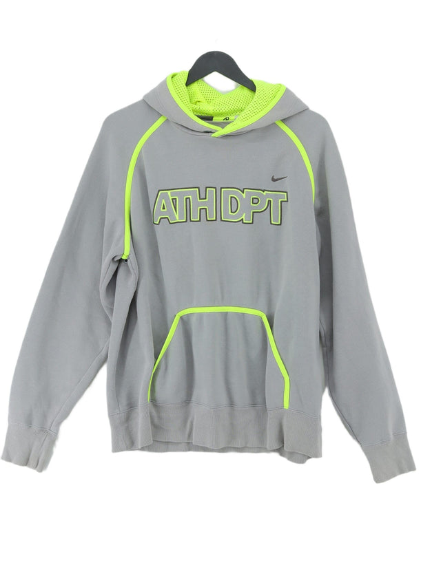 Nike Men's Hoodie L Grey Cotton with Polyester