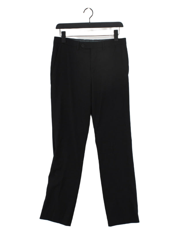 Next Men's Suit Trousers W 30 in Black Polyester with Viscose