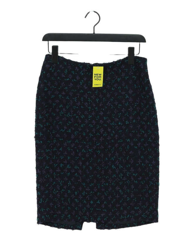 Jigsaw Women's Midi Skirt UK 10 Blue Cotton with Acrylic, Nylon