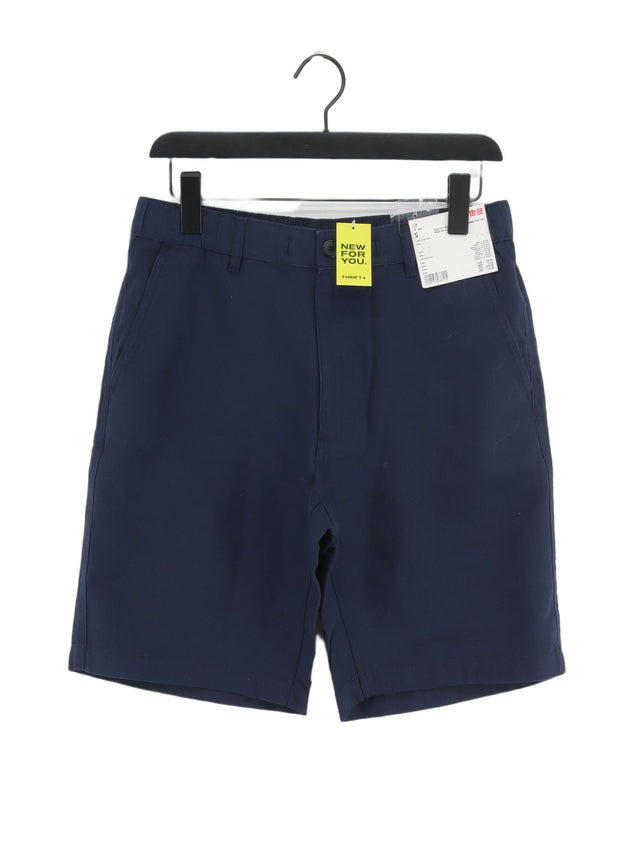 Uniqlo Men's Shorts S Blue Cotton with Linen