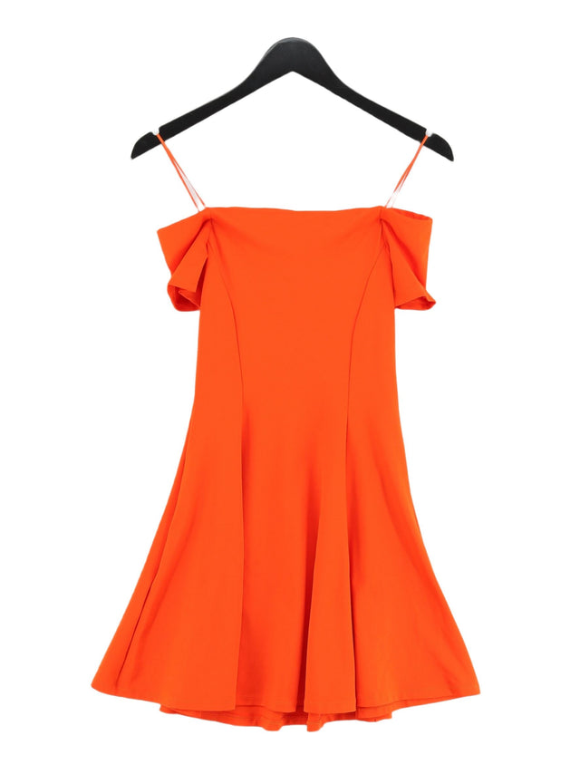Zara Women's Midi Dress S Orange Polyester with Elastane