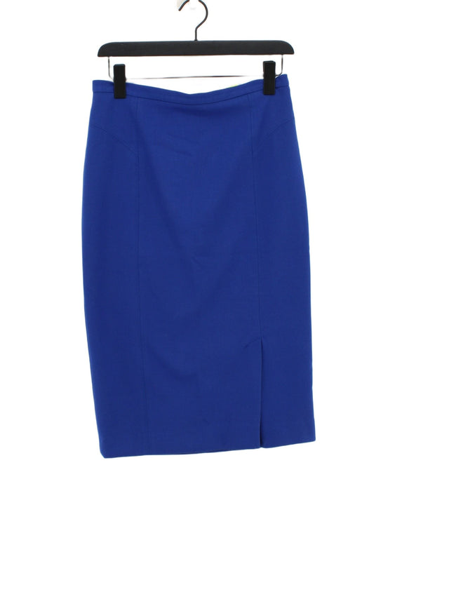 Autograph Women's Midi Skirt UK 10 Blue Polyester with Elastane, Viscose