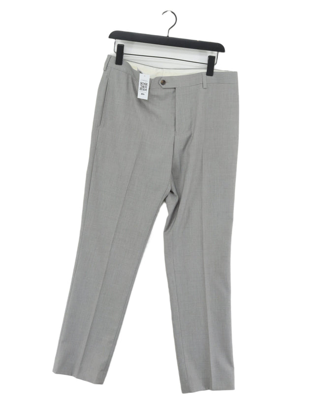 Next Men's Suit Trousers W 34 in; L 31 in Grey Polyester with Viscose
