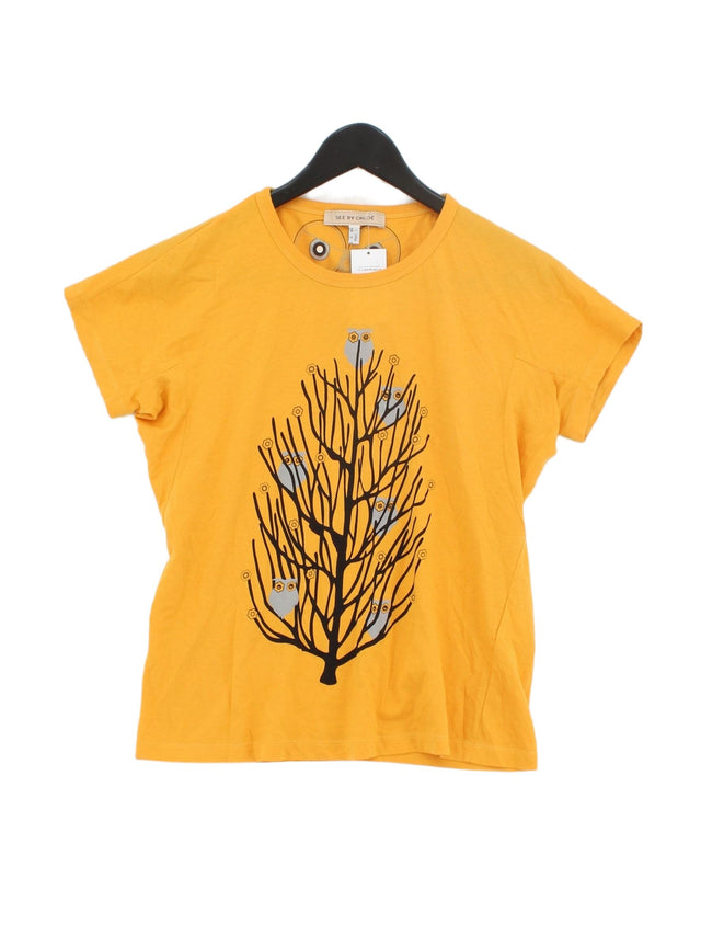 See By Chloé Women's T-Shirt UK 10 Yellow 100% Cotton