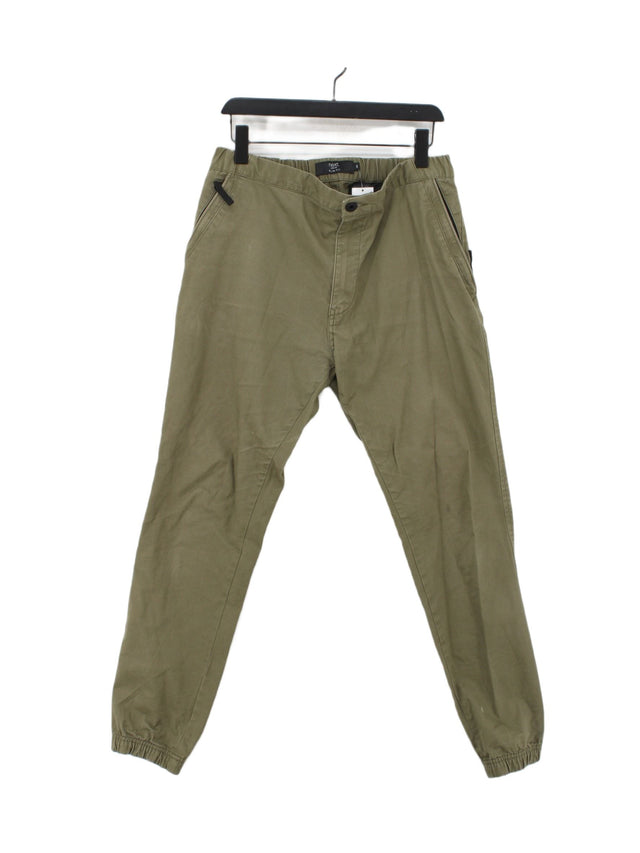 Next Men's Trousers W 34 in Green Cotton with Elastane