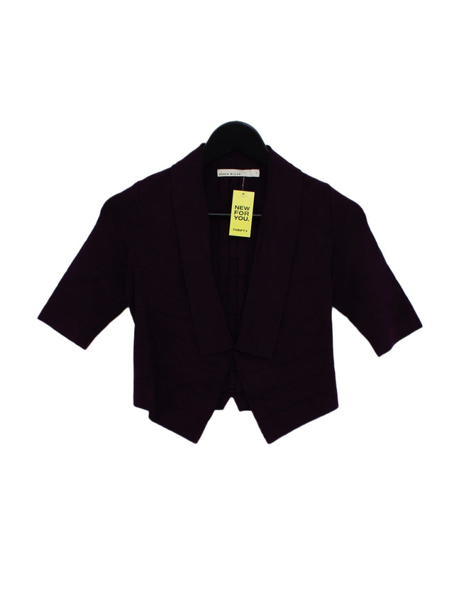 Karen Millen Women's Blazer UK 8 Purple Viscose with Elastane, Polyamide