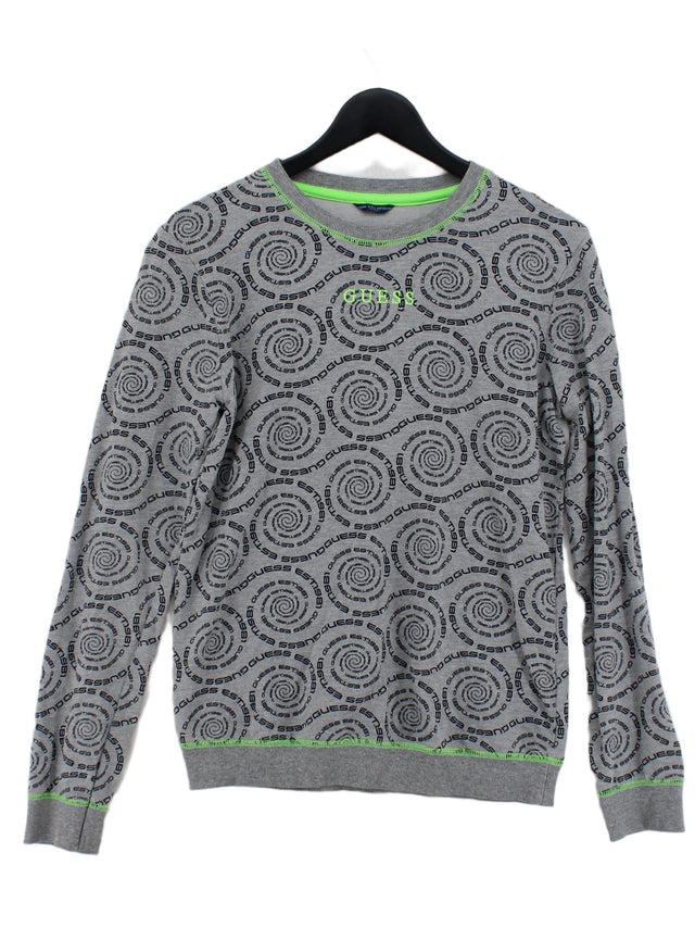 Guess Men's Jumper M Grey Cotton with Polyester