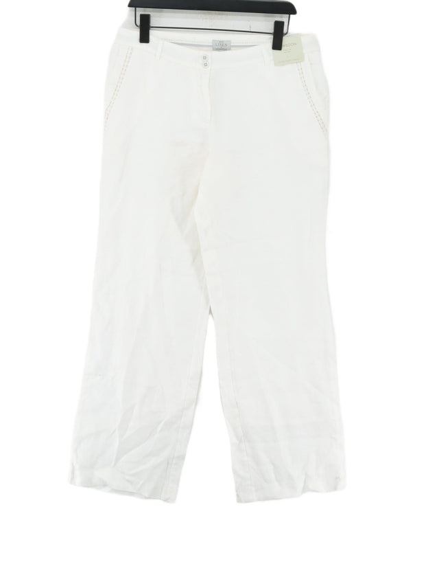 Monsoon Women's Suit Trousers UK 14 White Linen with Viscose