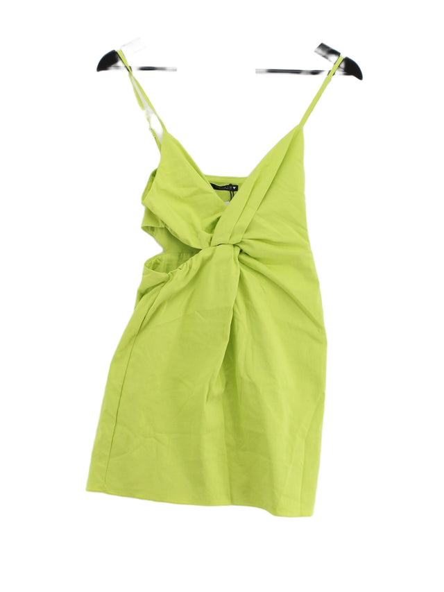 Zara Women's Midi Dress XS Green Cotton with Elastane, Polyamide