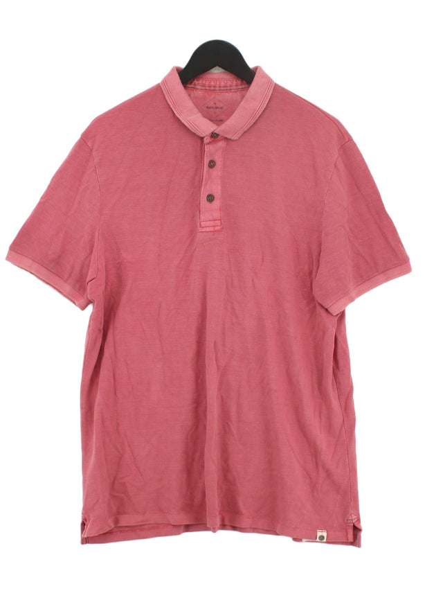 White Stuff Men's Polo XL Pink 100% Cotton