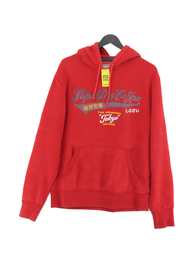 Superdry Men's Hoodie M Red Cotton with Polyester