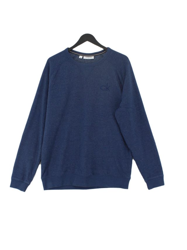 Calvin Klein Men's Jumper L Blue Cotton with Polyester