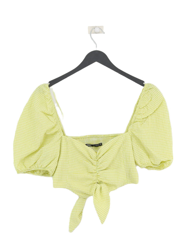 Zara Women's Top XS Green Cotton with Elastane, Polyester