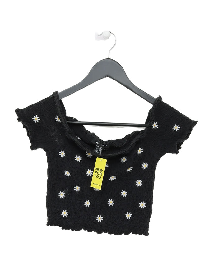 New Look Women's Top UK 12 Black Cotton with Polyester