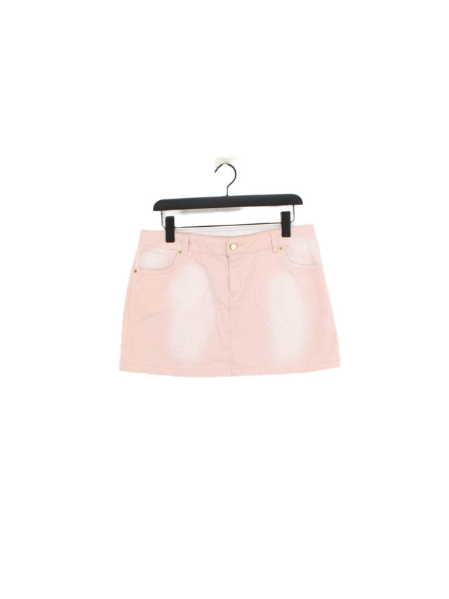 Limited Collection Women's Mini Skirt UK 14 Pink Cotton with Elastane