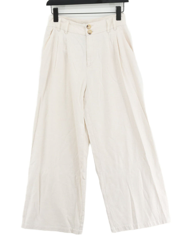 Stradivarius Women's Jeans UK 8 White Viscose with Cotton, Linen, Polyester