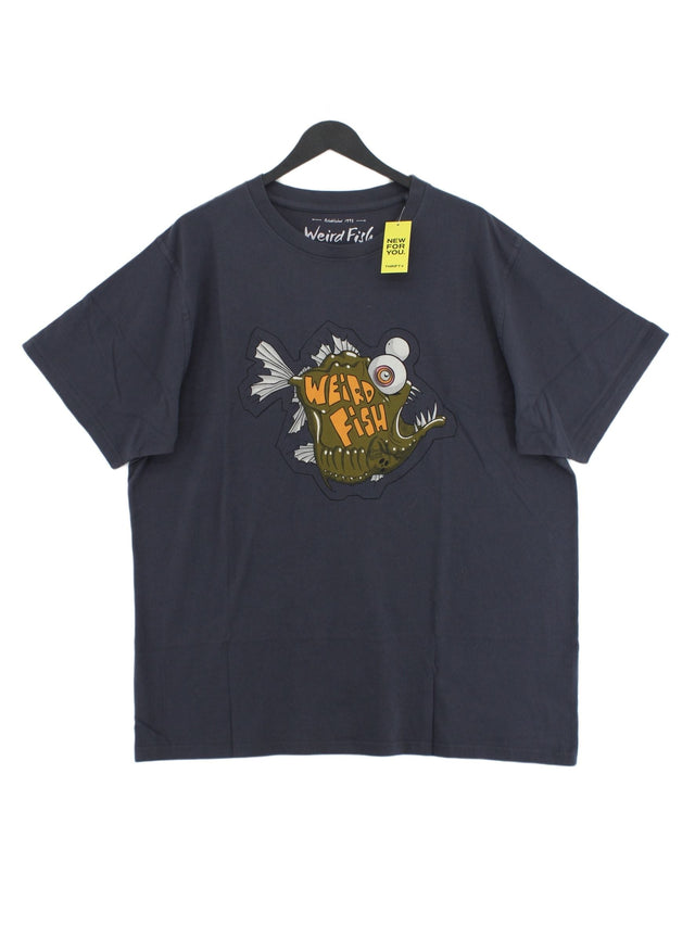 Weird Fish Men's T-Shirt XXL Blue 100% Cotton